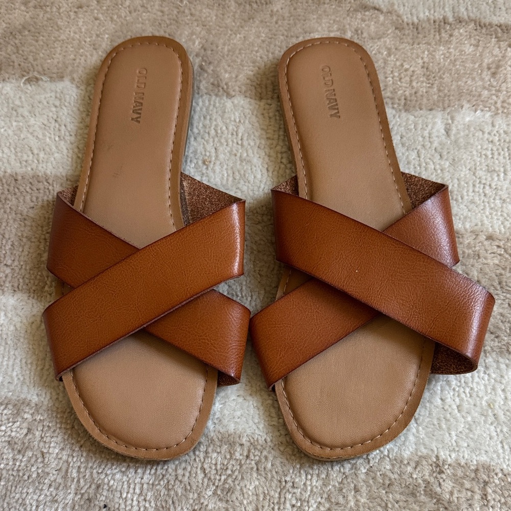 Old Navy Tan Cross-Strap Sandals
